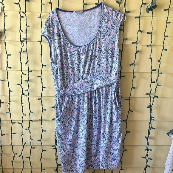 Boden Floral Paisley Dress in Purple and Pink - Picture 2 of 4